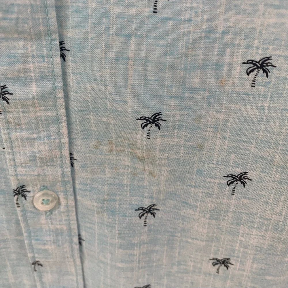 Denim & Flower Sky Blue Palm Tree Shirt‎ Preppy Palm Trees Beach Wear Spring - Picture 5 of 9